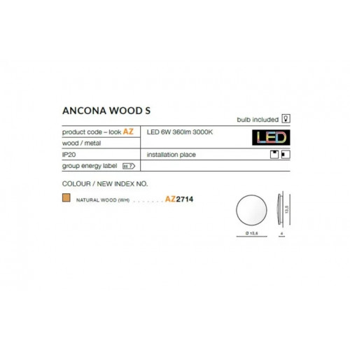Бра AZzardo ANCONA WOOD S AZ2714