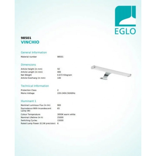 Бра Eglo VINCHIO 98501