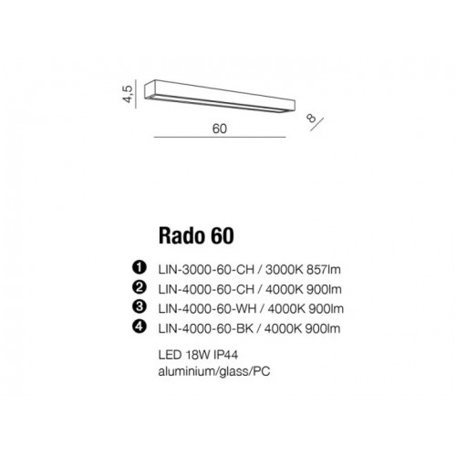 Бра AZzardo RADO 60 AZ2079 (LIN400060CH )
