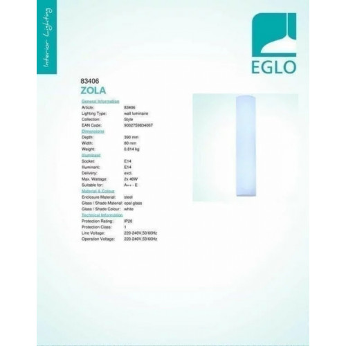 Бра Eglo PASTERI 94925