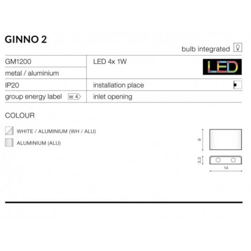 Бра AZzardo GINNO 2 AZ0762 (GM1200WHALU)