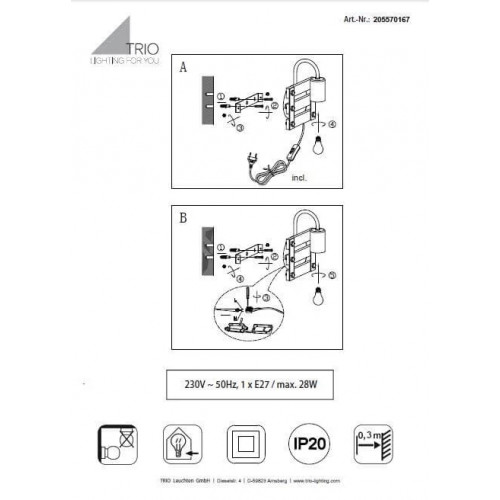 Бра Trio KHAN 205570167