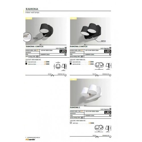 Бра AZzardo RAMONA 2 SWITCH AZ2563