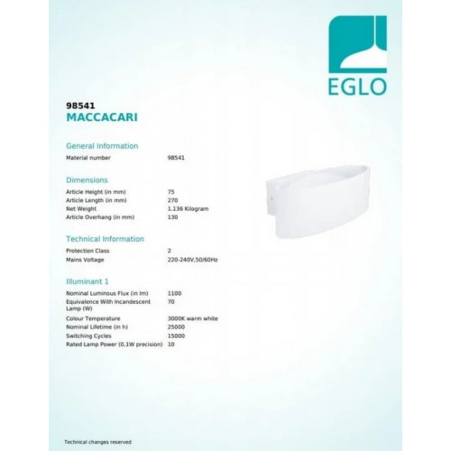 Бра Eglo MACCACARI 98541