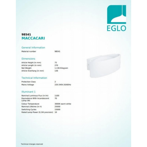 Бра Eglo MACCACARI 98541