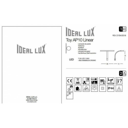 Бра Ideal Lux TOY 005225