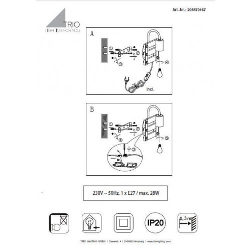 Бра Trio KHAN 205570167