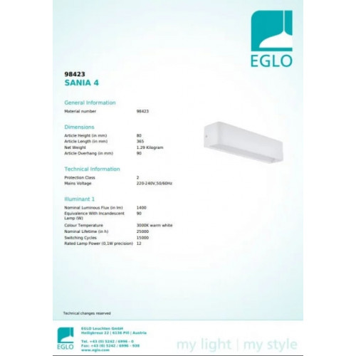Бра Eglo SANIA 98423