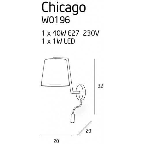 Бра з лампою для читання MAXlight CHICAGO W0197