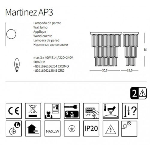 Бра Ideal Lux MARTINEZ 213545
