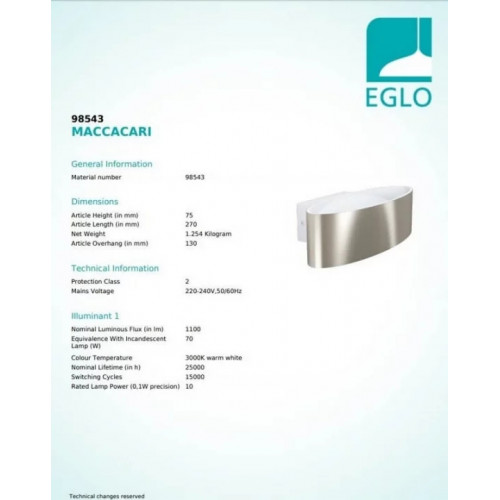Бра Eglo MACCACARI 98543