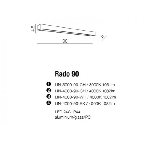 Бра AZzardo RADO 90 AZ2083 (LIN400090WH )