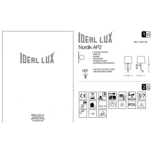 Бра Ideal Lux NORDIK 158242