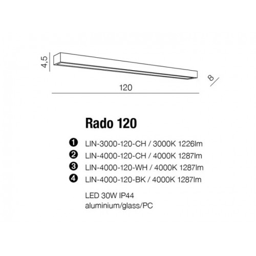 Бра AZzardo RADO 120 AZ2084 (LIN4000120WH )