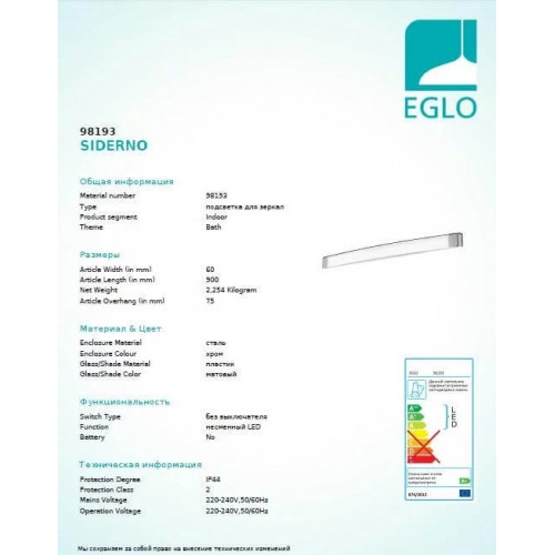 Бра Eglo SIDERNO 98193