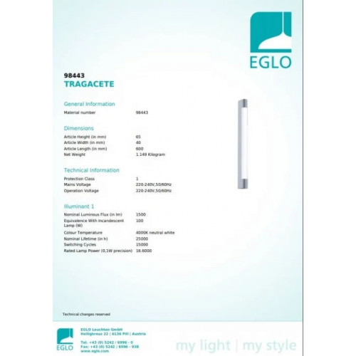 Бра Eglo TRAGACETE 98443