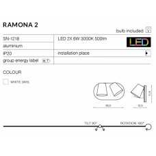 Бра AZzardo RAMONA 2 AZ2429 (SN1218WH)