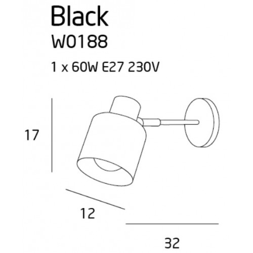 Бра Maxlight Black W0188