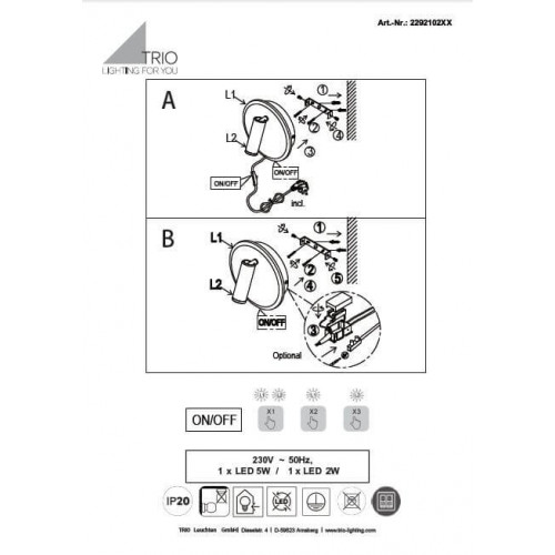 Бра Trio JORDAN 229210232