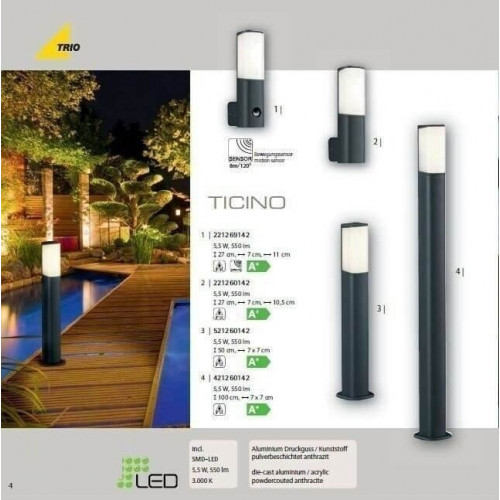 Настінний вуличний світильник TRIO TICINO 221269142