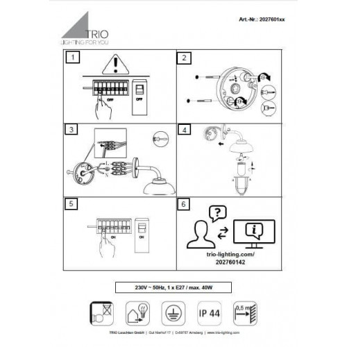 Світильник вуличний Trio 202760142 DUERO