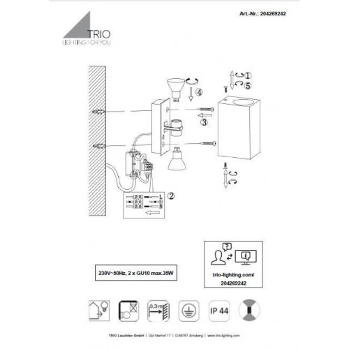 Світильник вуличний Trio 204269242 ROYA