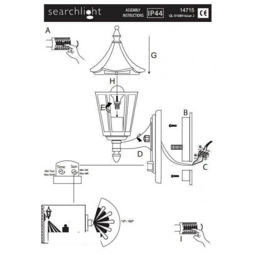 Настінний вуличний світильник Searchlight BEL AIRE 14715