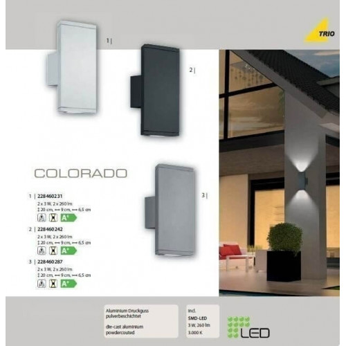 Настінний вуличний світильник TRIO COLORADO 228460231