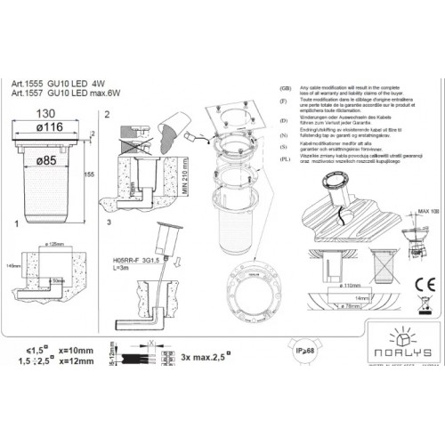 Вбудований світильник Norlys 1557ST RENA