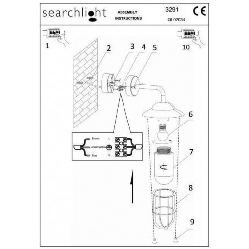 Світильник вуличний Searchlight 3291SS TORONTO
