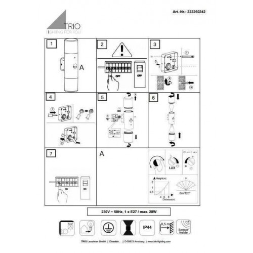 Світильник вуличний Trio 222260242 HOOSIC