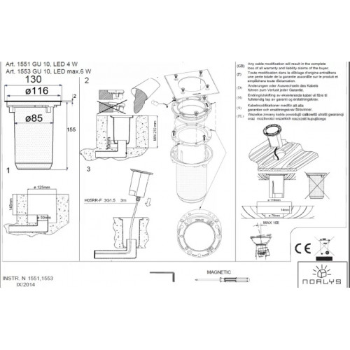 Вбудований світильник Norlys 1553ST RENA