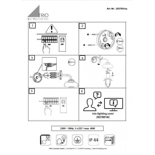 Світильник вуличний Trio 202760142 DUERO