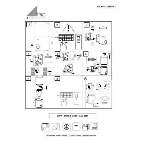 Світильник вуличний Trio 222260142 HOOSIC