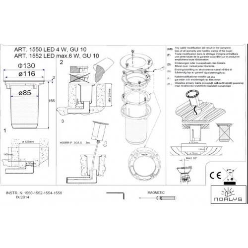 Вбудований світильник Norlys 1554ST RENA