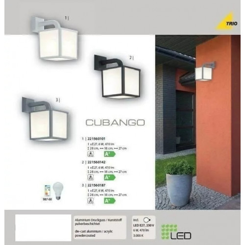 Світильник вуличний Trio 221560142 CUBANGO