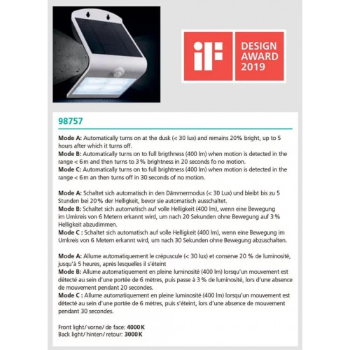 Світильник вуличний Eglo 98757 LAMOZZO