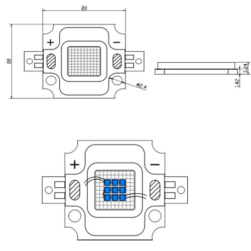 Светодиодная матрица LED 50Вт 6500К 4600Лм 620-630nm(красный)