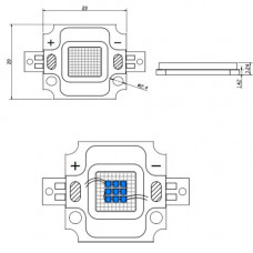 Светодиодная матрица LED 10Вт 6200К 1100Лм 620-630nm(красный)