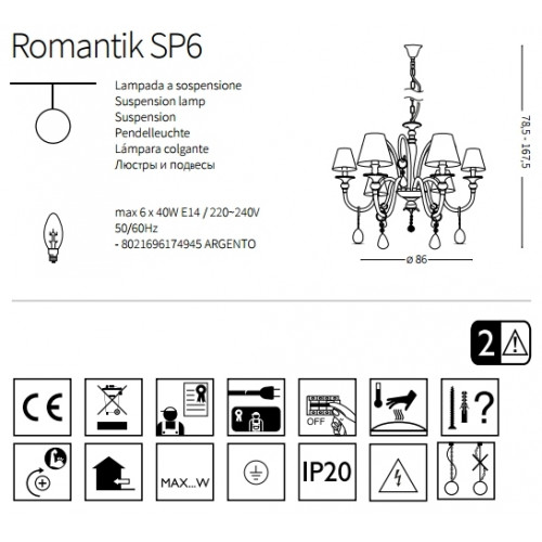 Люстра Ideal Lux ROMANTIK 174945