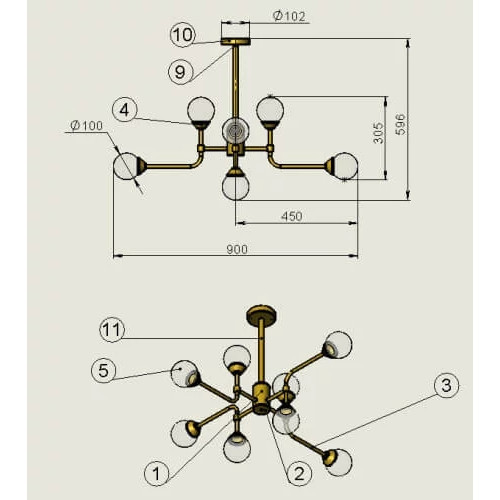Люстра Kutek Luca LUC-ZW-6(P/A)