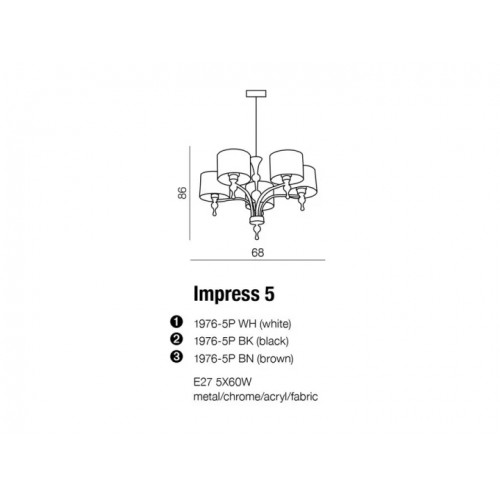 Люстра AZzardo IMPRESS 5 AZ1007 (LW90031CH )