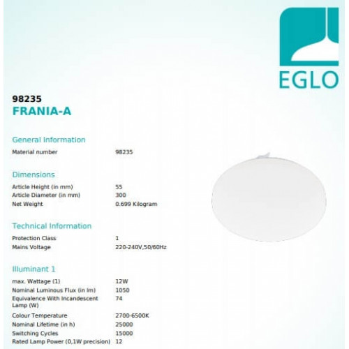 Стельовий світильник Eglo FRANIA 98235