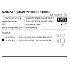 Стельовий світильник AZzardo MONZA SQUARE 22 AZ2271 (SHS55300020BK)