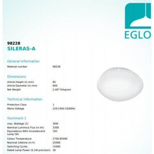Стельовий світильник Eglo SILERAS-A 98228
