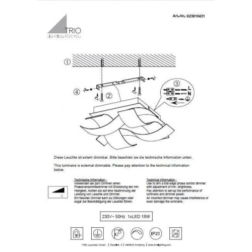 Люстра Trio RUBY 623810431