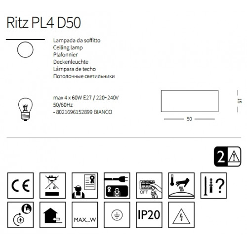 Стельовий світильник Ideal Lux RITZ 152899