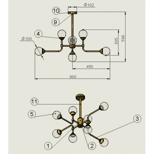 Люстра Pikart WHITE BERRIES 6272-1