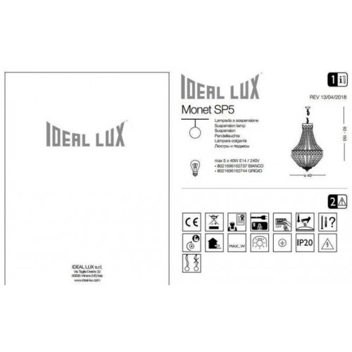 Люстра Ideal Lux MONET 162737