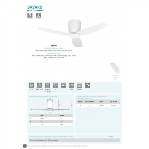 Люстра-вентилятор Eglo BAVARO 35086